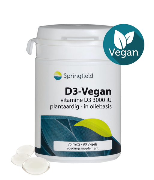 D3-Vegan met vitamine D3 (3000 iU) - Volledig plantaardig, in oliebasis