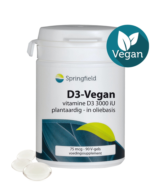 D3-Vegan met vitamine D3 (3000 iU) - Volledig plantaardig, in oliebasis D3-Vegan met vitamine D3 (3000 iU) - Volledig plantaardig, in oliebasis