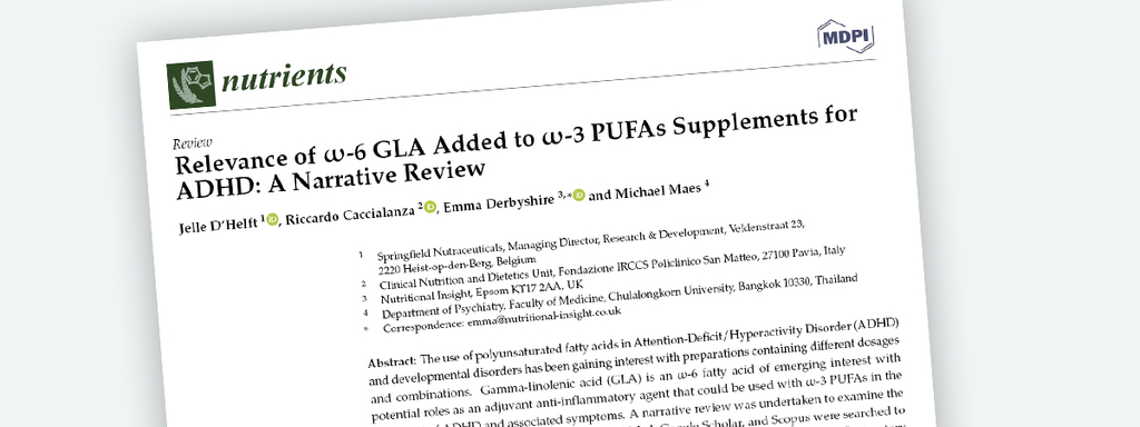 Relevance of ω-6 GLA Added to ω-3 PUFAs Supplements for ADHD: A Narrative Review Relevance of ω-6 GLA Added to ω-3 PUFAs Supplements for ADHD: A Narrative Review
